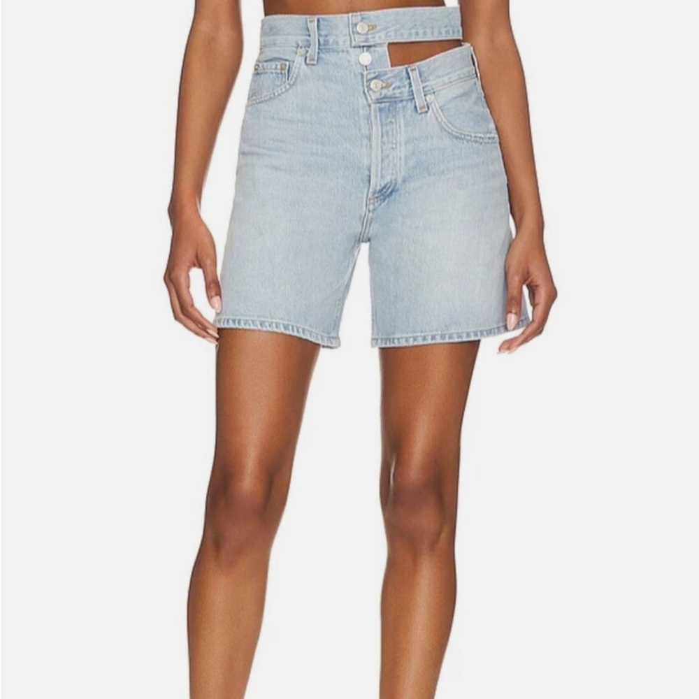 Agolde broken waistband denim shorts